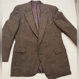 Hickey Freeman Vintage Brown Houndstooth Sport Coat